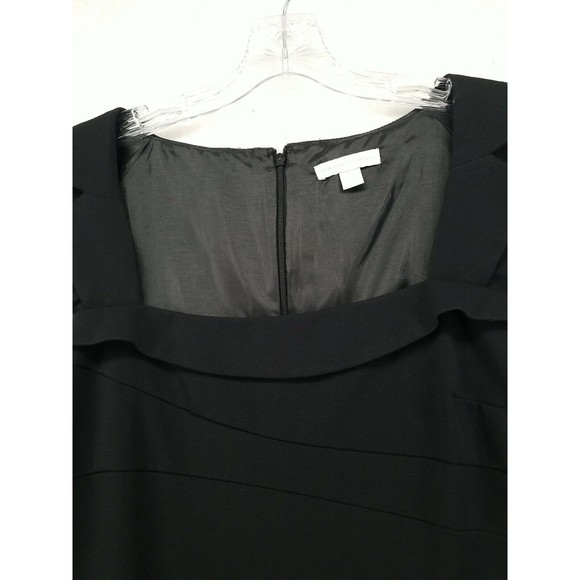 NEW YORK & COMPANY WOMENS DRESS BLACK 6 CAP SLEEVE SQUARE NECK LINED FITTED - Picture 8 of 13